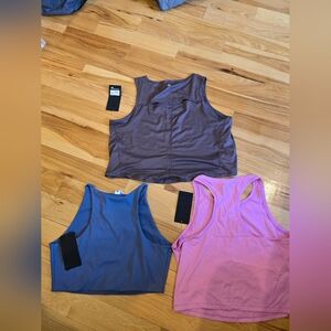 Women's Sleeveless Crop Tops - Blue, Pink, and Brown